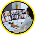 Woman on a webinar meeting